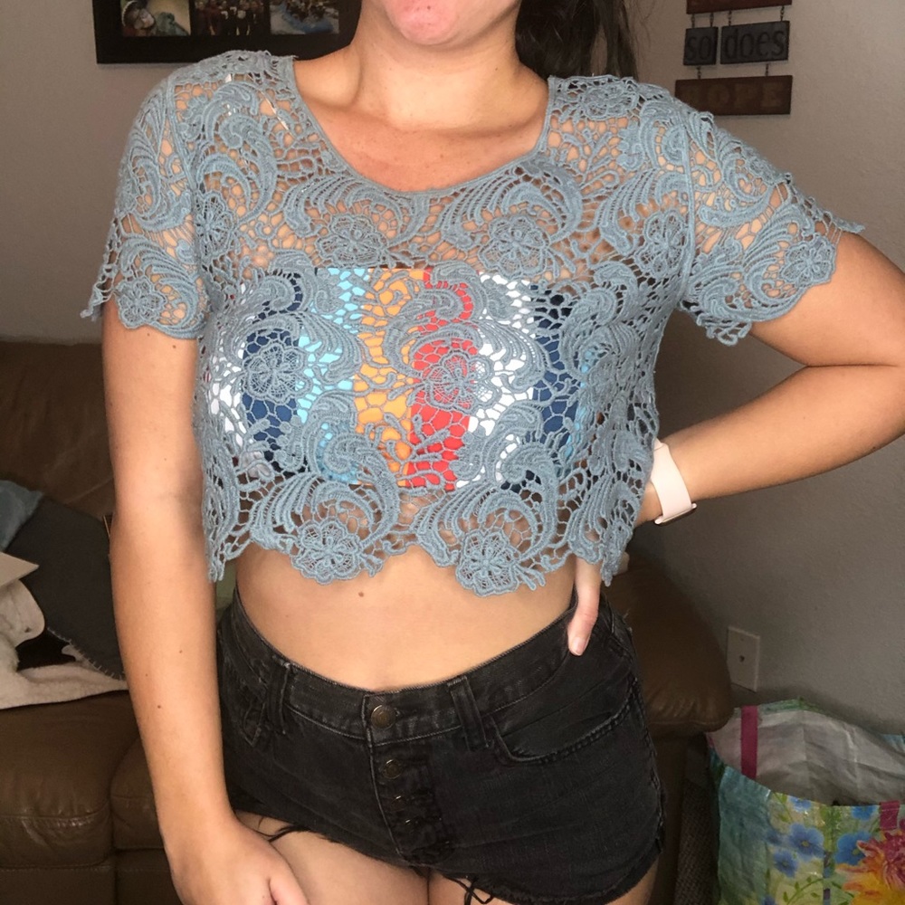 Blue beach cover up or shirt